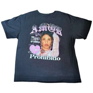 Selena | Black‎ Graphic T-Shirt Pink & White Print Official Merchandise Size XL